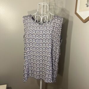 FLAX Tank Top Blouse Pastel Bohemian Geometric Floral Print Size Small Indie